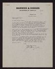Letter from J. F. Barwick to Hallett S. Ward